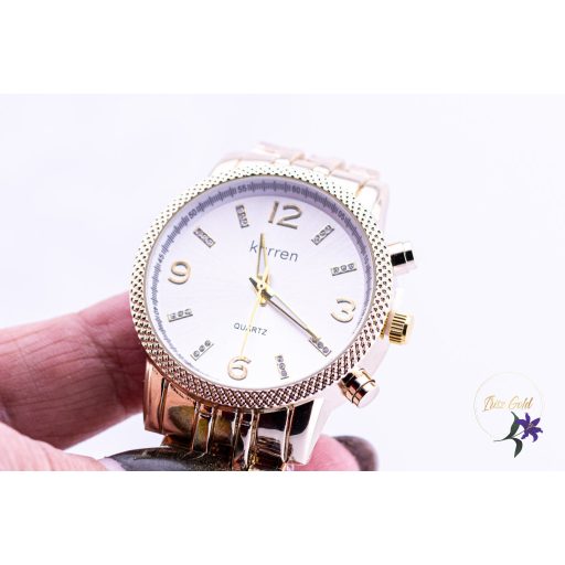 Női nemesacél Kurren karóra fehér számlappal -18K 