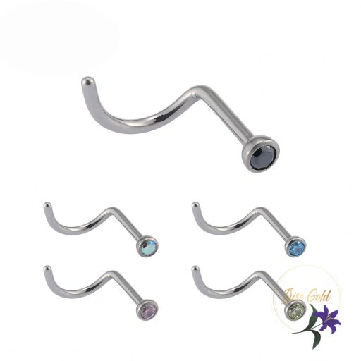 Titanium orr piercing süllyesztett kövel-rodium