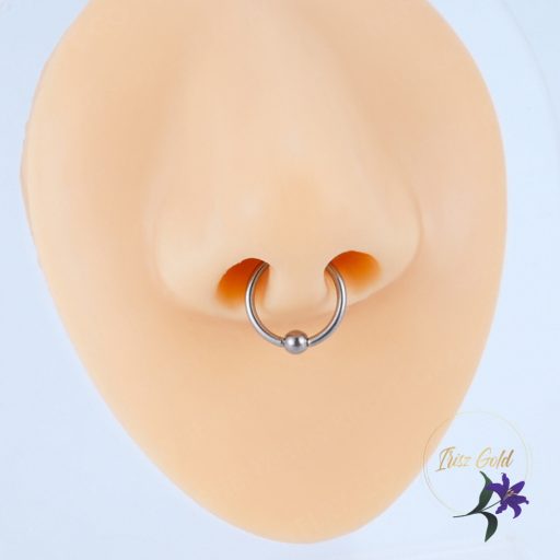 Titanium karika orr piercing-rodium