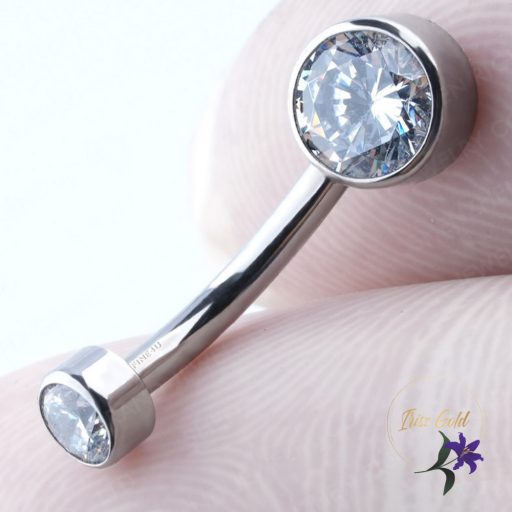Titanium köves köldök piercing -rodium,gold