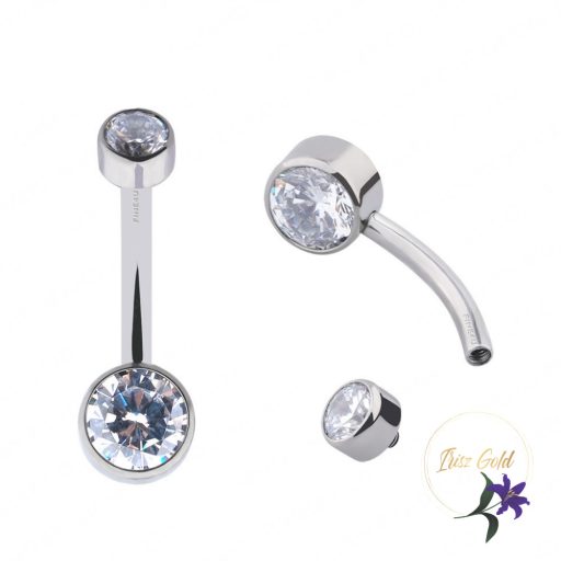 Titanium köves köldök piercing -rodium,gold