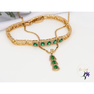   Xuping Gabriella Gold Filled szett csomagban olcsóbb zöld köves-18K