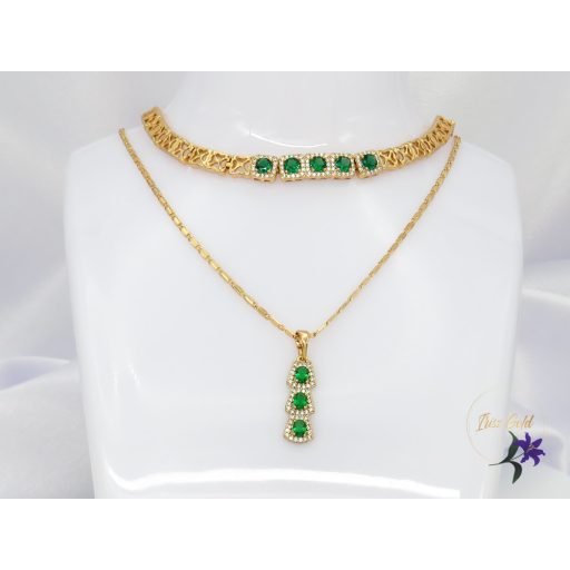 Xuping Gabriella Gold Filled szett csomagban olcsóbb zöld köves-18K
