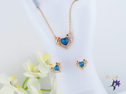 Liza antiallergén swarovski köves delfines szett -18K 