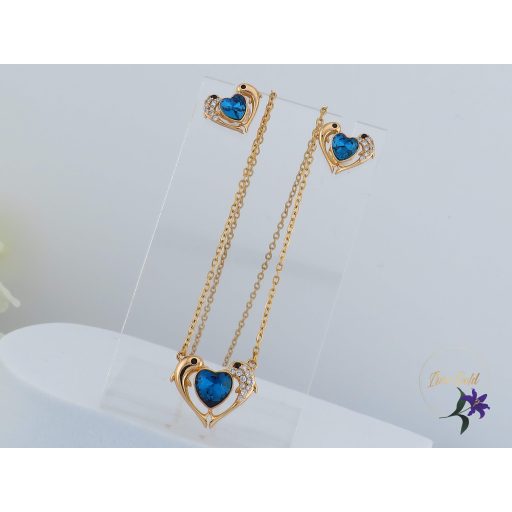 Liza antiallergén swarovski köves delfines szett -18K 