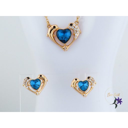 Liza antiallergén swarovski köves delfines szett -18K 