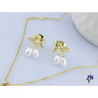 Émi antiallergén elegáns szett nyaklánc fülbevaló-14K 