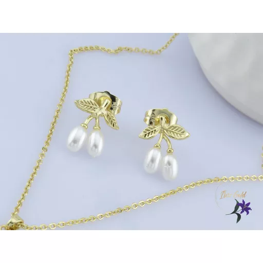 Émi antiallergén elegáns szett nyaklánc fülbevaló-14K 