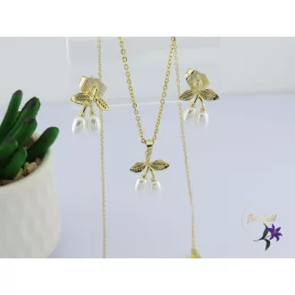Émi antiallergén elegáns szett nyaklánc fülbevaló-14K 
