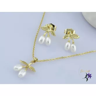 Émi antiallergén elegáns szett nyaklánc fülbevaló-14K 