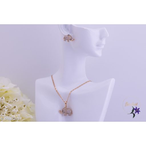 Nila antiallergén elefántos szett nyaklánc fülbevaló-18K 