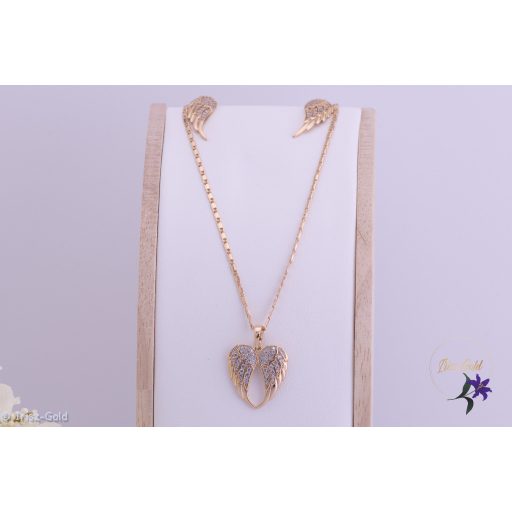 Olivia antiallergén angyalszárny szett nyaklánc fülbevaló-18K 