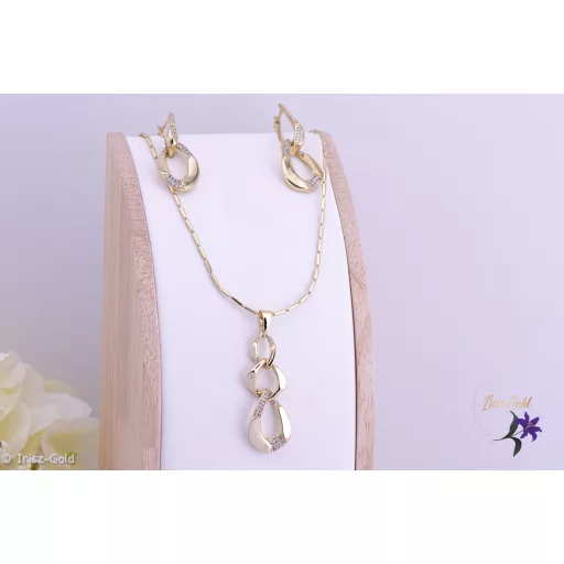 Katrin antiallergén modern szett nyaklánc fülbevaló-14K 