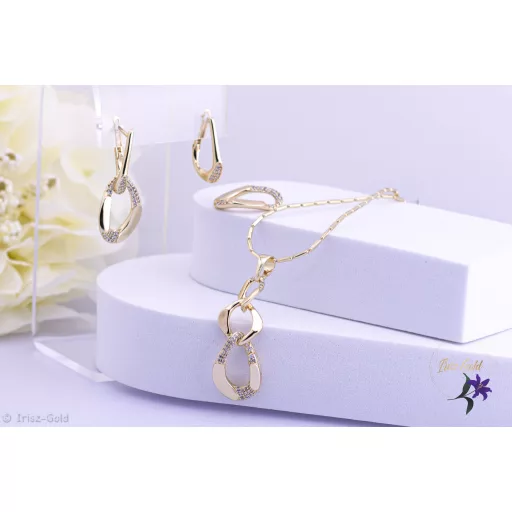 Katrin antiallergén modern szett nyaklánc fülbevaló-14K 