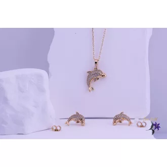   Linka antiallergén delfines szett nyaklánc + fülbevaló-18K 