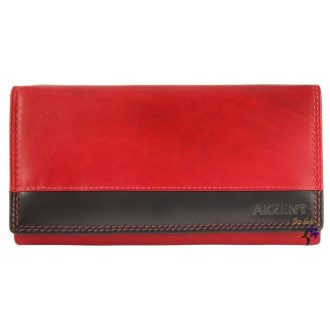 Akzent női piros bőr pénztárca (RFID SAFE) 
