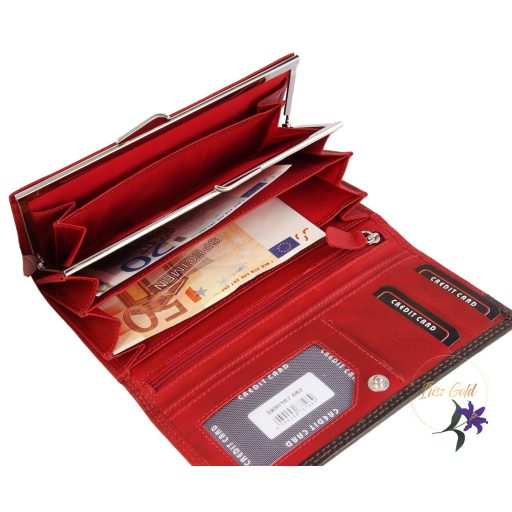 Akzent női piros bőr pénztárca (RFID SAFE) 