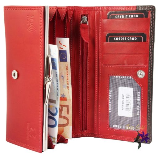 Akzent női piros bőr pénztárca (RFID SAFE) 