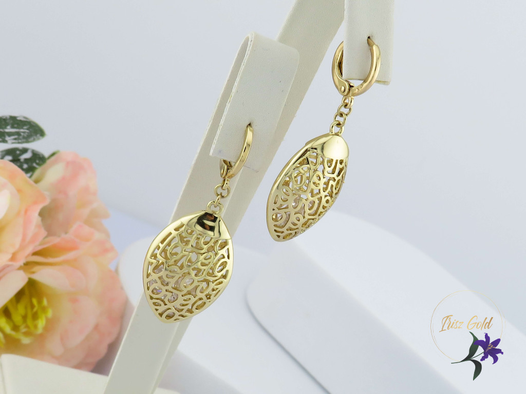 Anriett goldfilled csipkemintázatú csüngős fülbevaló-14K