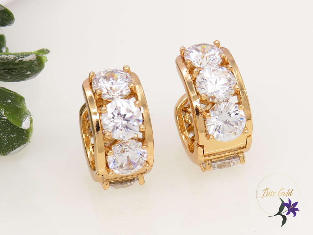 Antonella gold filled nagy fehérköves karika fülbevaló-18K