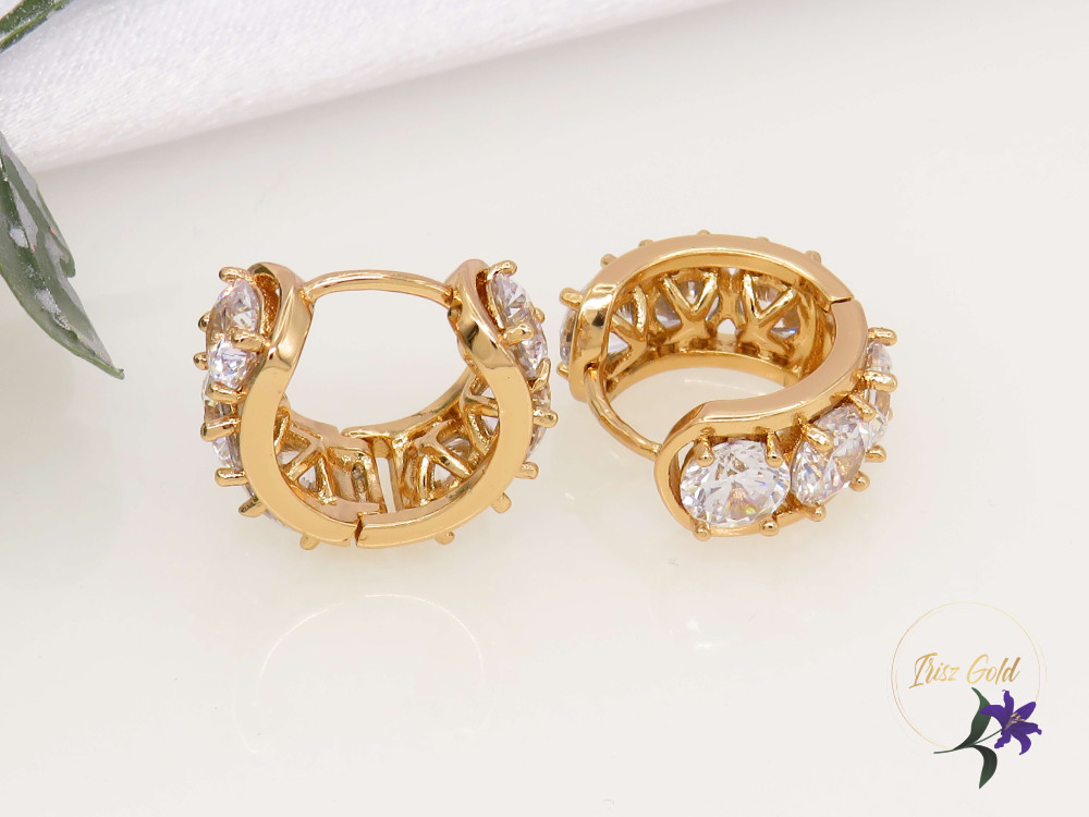 Antonella gold filled nagy fehérköves karika fülbevaló-18K