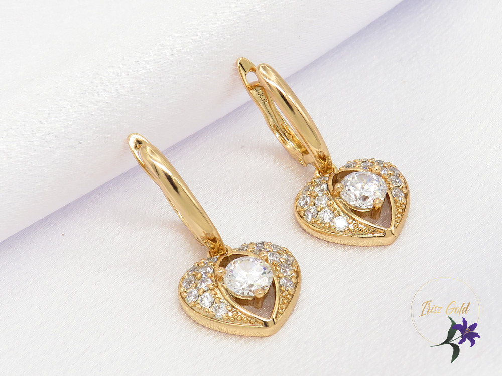 Anita gold filled csüngős fehérköves fülbevaló-18K