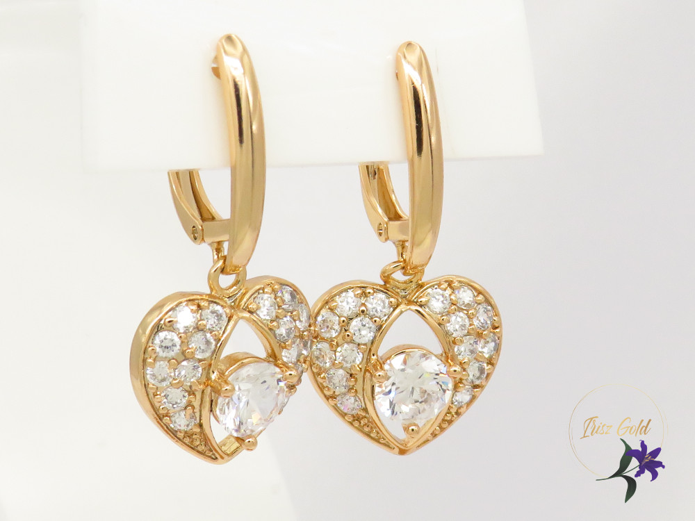 Anita gold filled csüngős fehérköves fülbevaló-18K