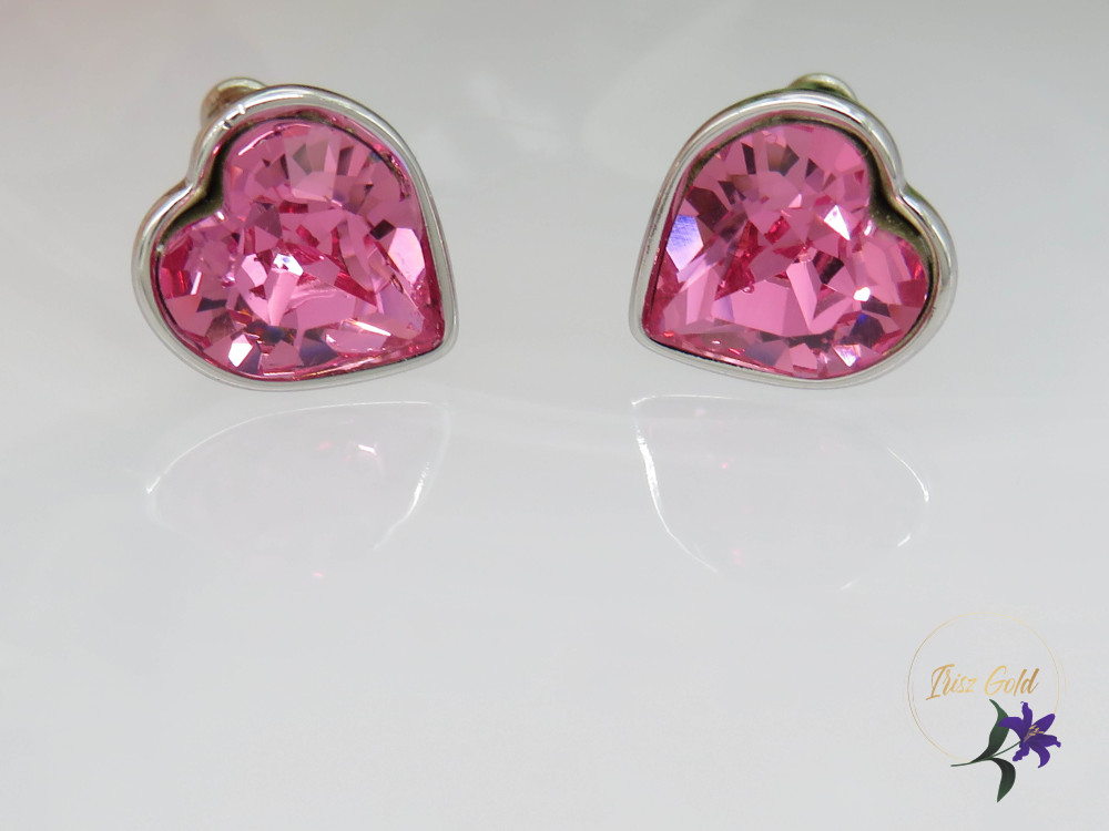 Gold filled kristályköves fülbevaló-ródium-pink