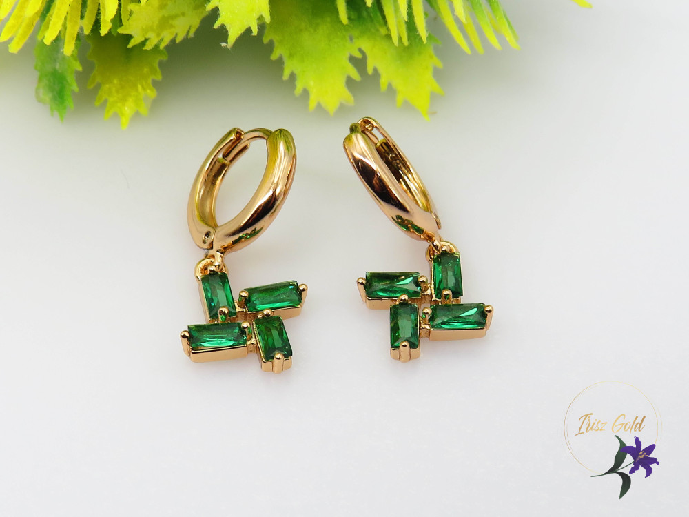 Karola gold filled köves fülbevaló -zöld-18K