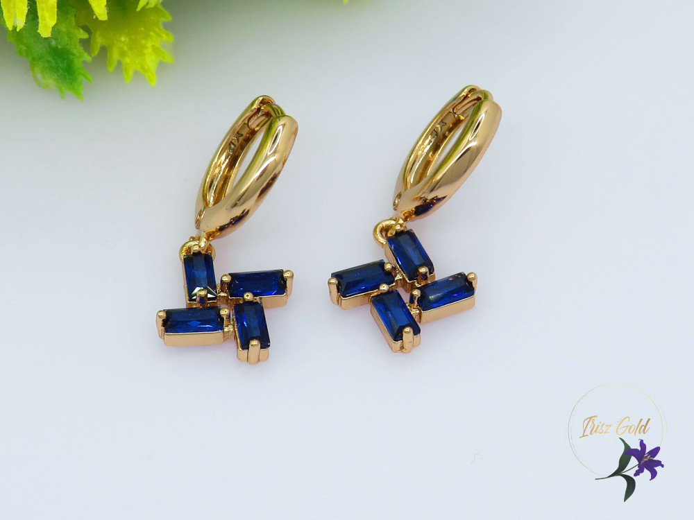 Karola gold filled köves fülbevaló -kék-18K