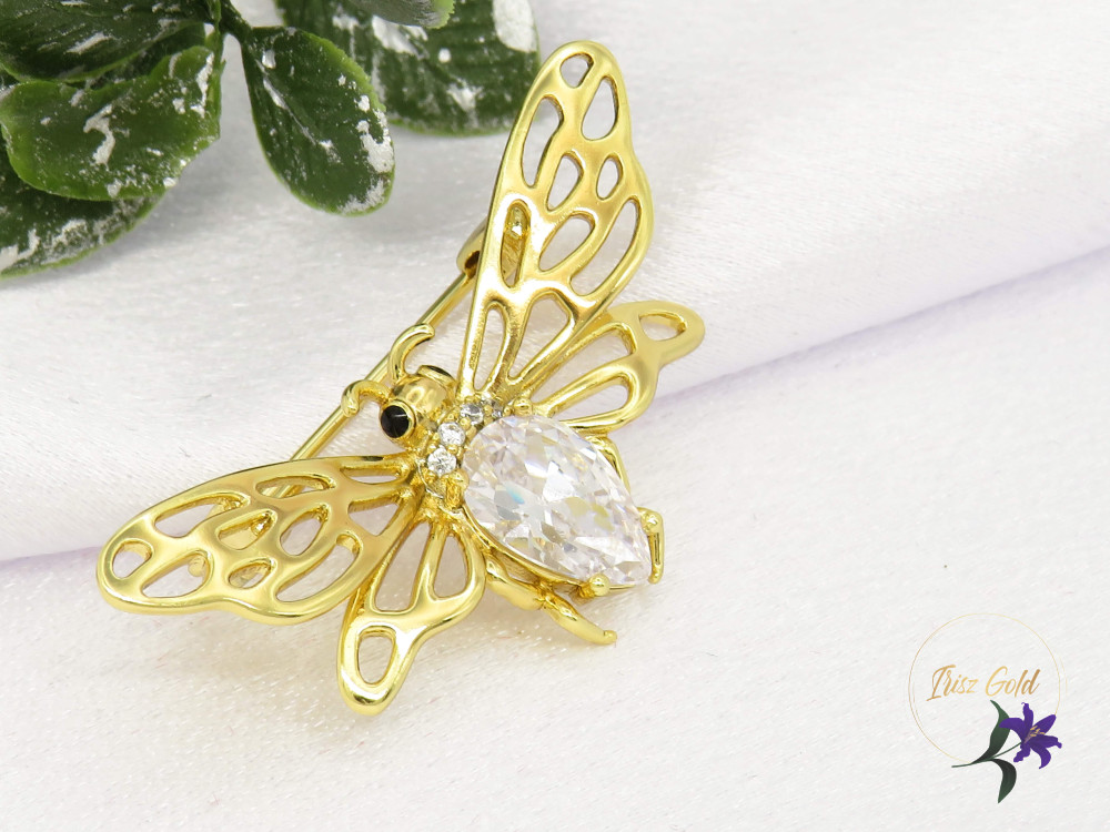 Cseri gold bross bogárka alakú nagy cirkóna kővel-14K