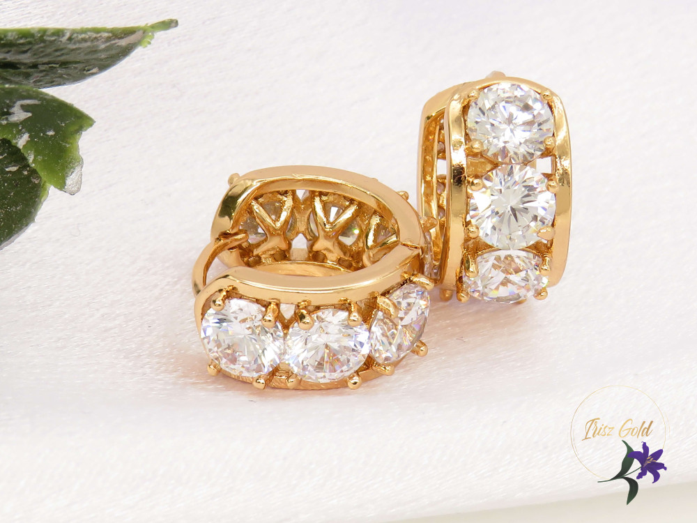 Antonella gold filled nagy fehérköves karika fülbevaló-18K