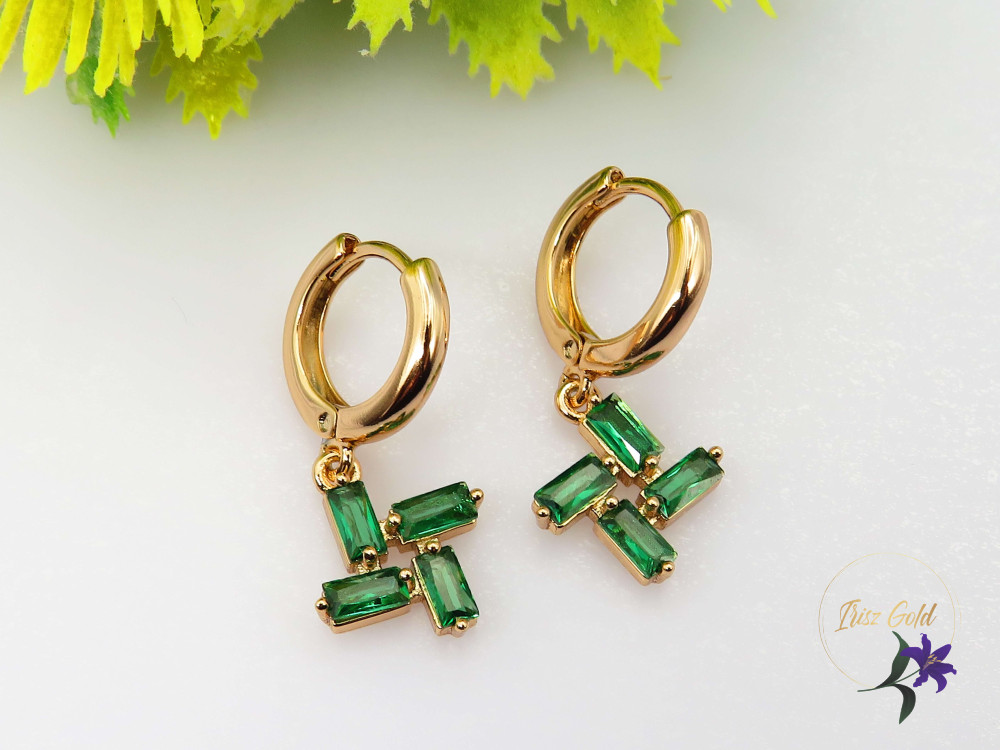 Karola gold filled köves fülbevaló -zöld-18K