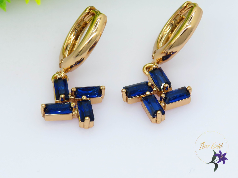 Karola gold filled köves fülbevaló -kék-18K