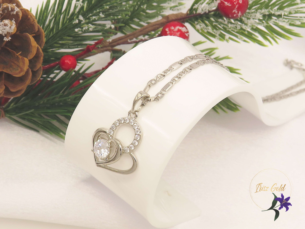 Evica-white Gold Filled medálos nyaklánc fehér cirkóna kővel-rodium